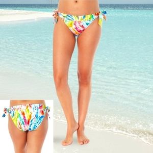 TIME AND TRU Multicolored Ice Dyed Print Bunny Side Tie Bikini Swim Bottoms
